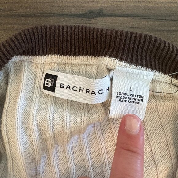 BACHRACH MEN'S LARGE COTTON TAN SWEATER - Picture 9 of 11